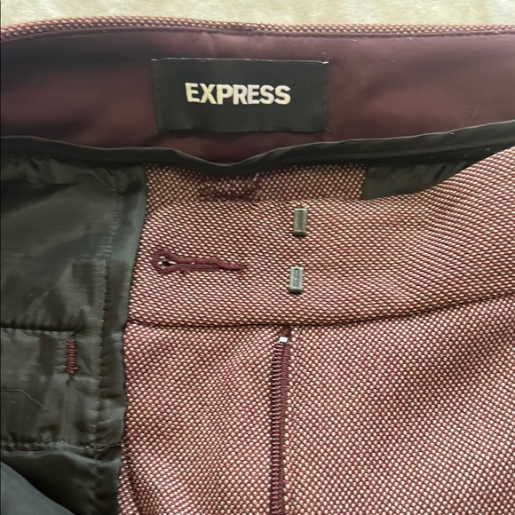 Express Burgundy Textured Trousers - Picture 2 of 7